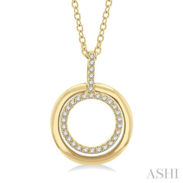 1/10 Ctw Petite Twin Circle Round Cut Diamond Fashion Pendant With Chain in 10K Yellow Gold